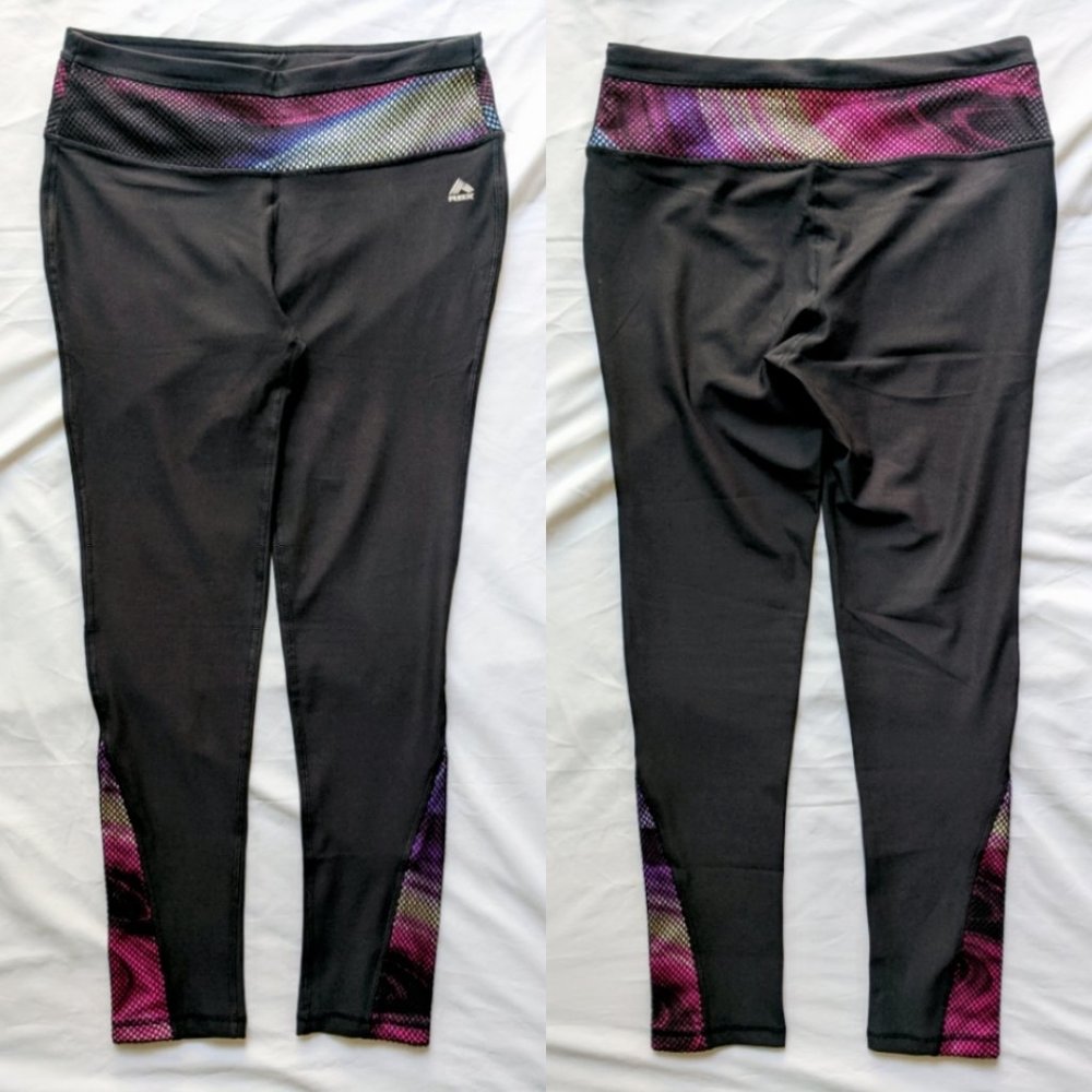 RBX Active Rainbow Tie Dye Net Panel Leggings L